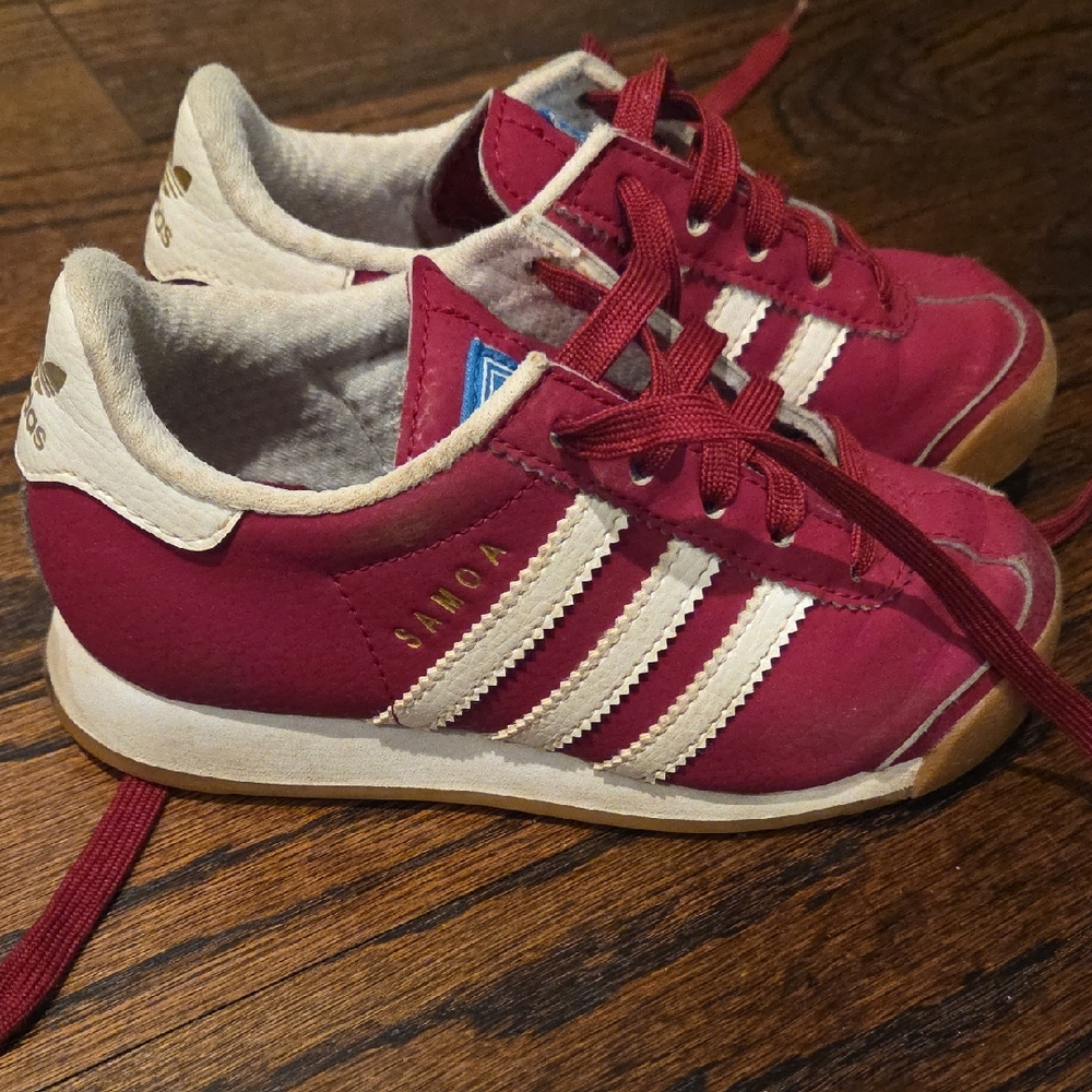 Adidas Samoa Burgundy and White Sneakers